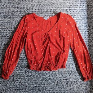 American Eagle Red Bubble Long Sleeve Blouse